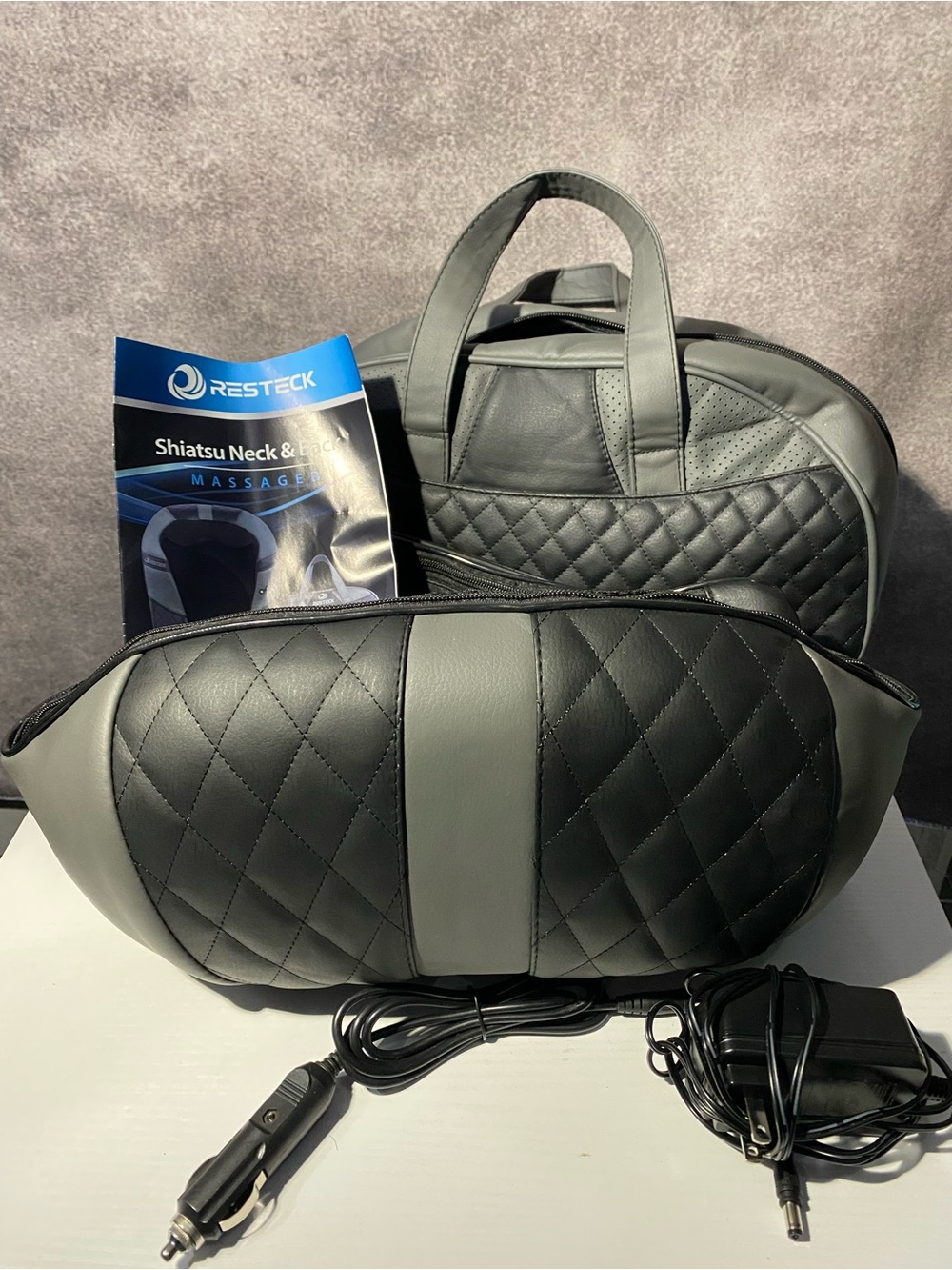 Resteck Shiatsu Neck Back Massager with Heat Deep Tissue Travel Bag Car Adapter⁠